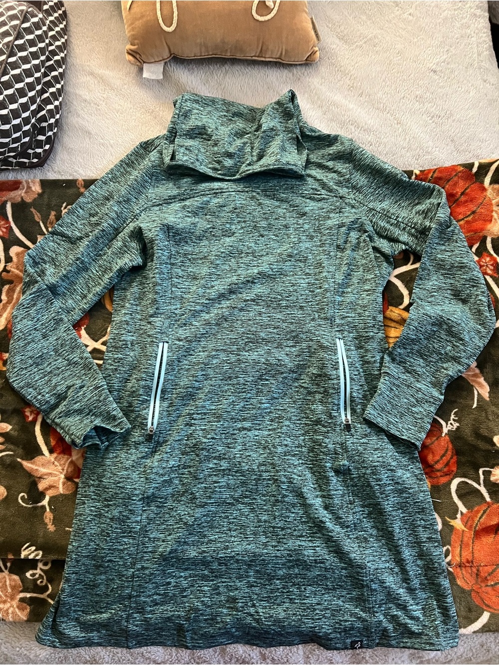 Women’s Thermal Teal Pullover Tunic Sweater Dress